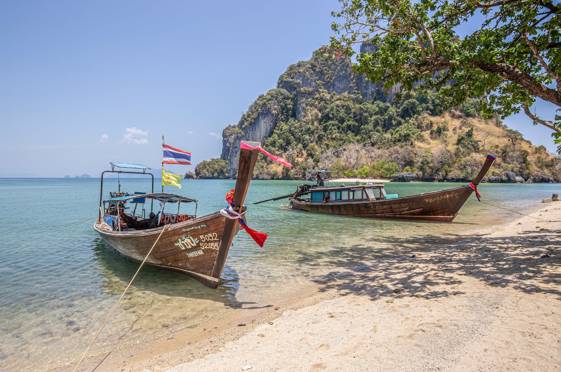 wooden boats on the beach